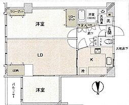 ツイン一の橋1号館 2LDKの間取図画像