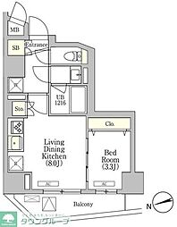 LaPerla高輪 1LDKの間取図画像