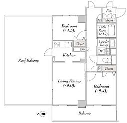 ミリアレジデンス大岡山 2LDKの間取図画像