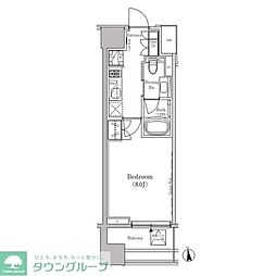 ザ・パークハビオ白金高輪 1Kの間取図画像