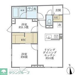 WELLSQUARENAKANOBU2 2LDKの間取図画像