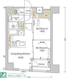 アーバネックス日本橋水天宮 2LDKの間取図画像