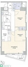 デュオフラッツ赤坂 2LDKの間取図画像