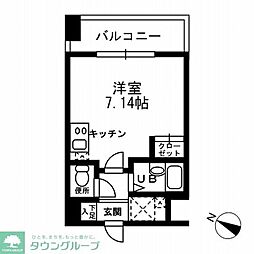 レジディア三越前 ワンルームの間取図画像