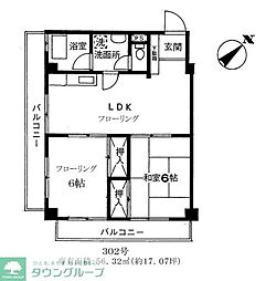 千石ハイツ 2LDKの間取図画像