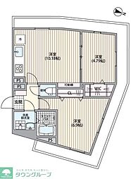 品川区北品川2丁目マンション 2DKの間取図画像