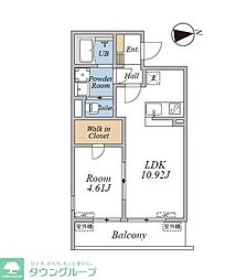 大田区南千束1丁目マンション 1LDKの間取図画像