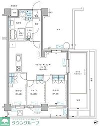 パークアクシス文京本郷 3LDKの間取図画像