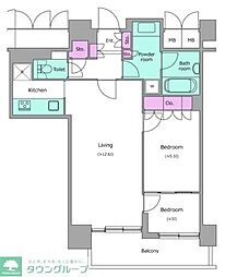 レジディアタワー目黒不動前 1SLDKの間取図画像