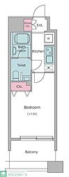 レジディア島津山 1Kの間取図画像