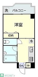 築地永谷コーポラス 1Kの間取図画像