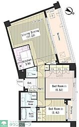 外苑レジデンス 2LDKの間取図画像