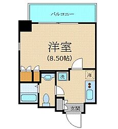 プラーズタワー東新宿ビル 15階1Kの間取り