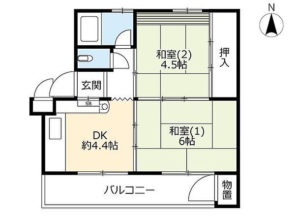 UR常盤平 ｜千葉県松戸市常盤平7丁目(賃貸マンション2DK・3階・38.64㎡)の写真 その2