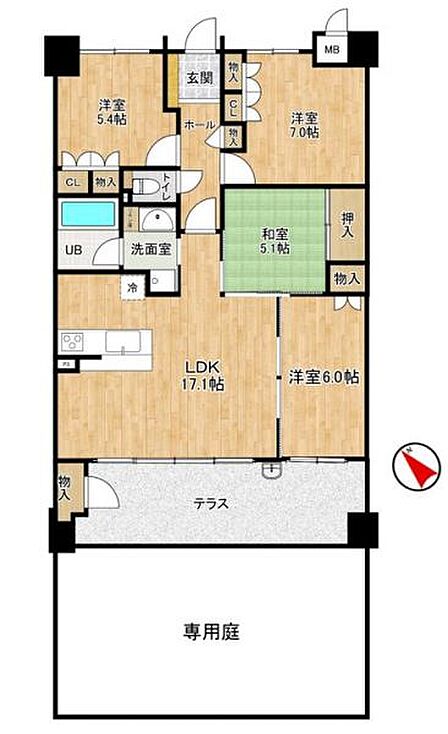 水回りが集中した専用庭付き4LDK◎