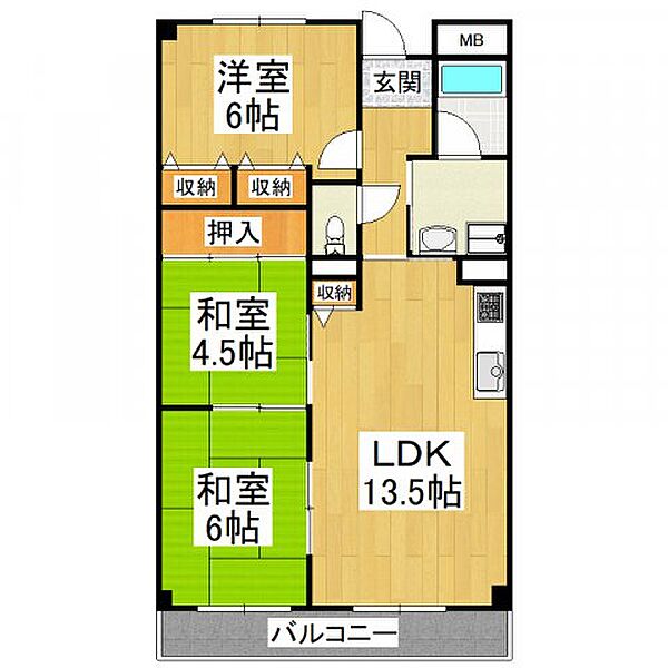 SOLEIL MINORI(ソレイユミノリ) ｜大阪府堺市中区東山(賃貸マンション3LDK・2階・65.60㎡)の写真 その6