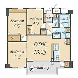 レリアコート柏 3LDKの間取図画像
