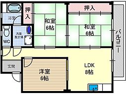 ヴィラ・コトブキ 3LDKの間取図画像
