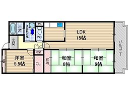 ルノン茨木 3LDKの間取図画像