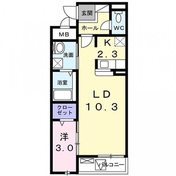 カーサ クレインフィールド ｜大阪府摂津市鶴野３丁目(賃貸マンション1LDK・3階・39.48㎡)の写真 その2