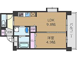 スプランティッド茨木天王 5階1LDKの間取り