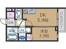 Storia茨木新庄 2階1DKの間取り