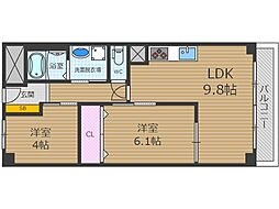 シャルマンコーポ摂津富田 2LDKの間取図画像