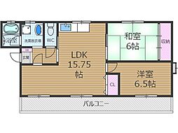 西町ハイツ 3LDKの間取図画像