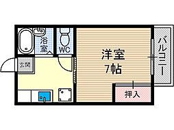 ヴィラプレフェール 1Kの間取図画像