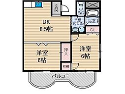 FLAT34茨木 2LDKの間取図画像