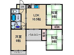 カーサ・フローラ玉木 3LDKの間取図画像