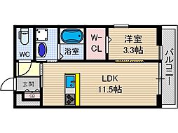 リブリ・昭和園 1LDKの間取図画像