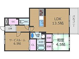 SUNSQUARE千里万博 2LDKの間取図画像