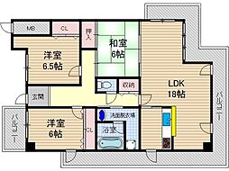ロイヤル南茨木 3LDKの間取図画像