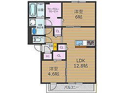 シエル・クレール 2LDKの間取図画像