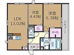 マ・メゾン・プレミール 2LDKの間取図画像