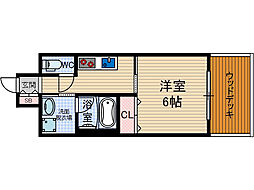 協同レジデンス摂津富田 1Kの間取図画像