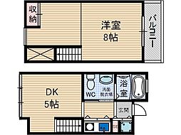 オークグランド2 1DKの間取図画像
