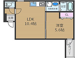 フジパレス東正雀 1LDKの間取図画像
