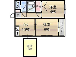 プレンディ真砂 2DKの間取図画像