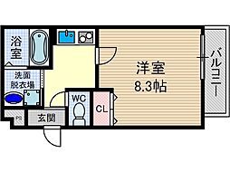 フジパレス千里丘 1Kの間取図画像