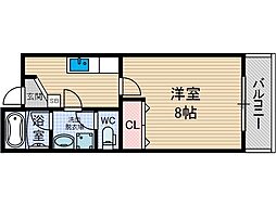 アムール千里丘 1Kの間取図画像