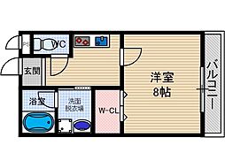 オーク中穂積 1Kの間取図画像