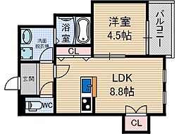 ソルヴィヴェール五十鈴 1LDKの間取図画像