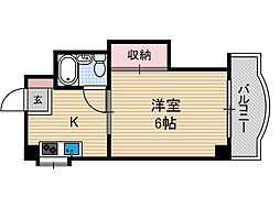 アンフィニィ・庄2 1Kの間取図画像