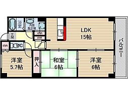 グローバル・サイト茨木 3LDKの間取図画像