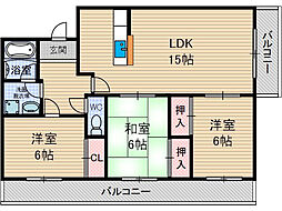 グランドール山口 3LDKの間取図画像