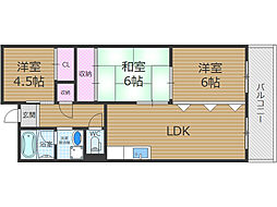 エステート三島 3LDKの間取図画像