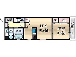 レストバル上泉 1LDKの間取図画像