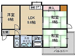 マンションラヴィング 3DKの間取図画像